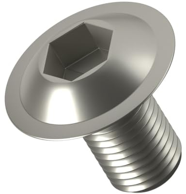 M6 (6mm x 25mm) A2 Stainless Steel Flanged Button Head Screws Bolts Allen Socket with Collar (Pack of 20) - H06B 6x25_20