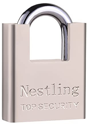 Cadenas à Clé de Haute Sécurité, Cadenas Clé Robuste pour Intérieur ou Extérieur, 4 Clés, pour Casier Valise Garage Clôture Ecole Vestiaire