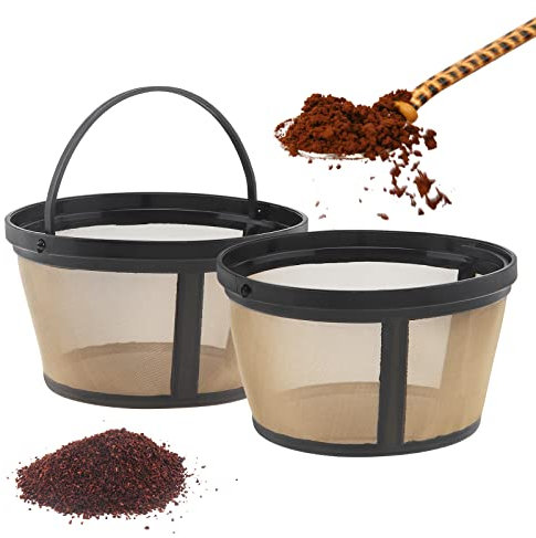 Generic Reusable Coffee Filter Basket, 2 Pack Gold Basket Coffee Filters 8-12 Cup Replacement for Mr. Coffee, Black & Decker, Cuisinart, Hamilton Beach & More