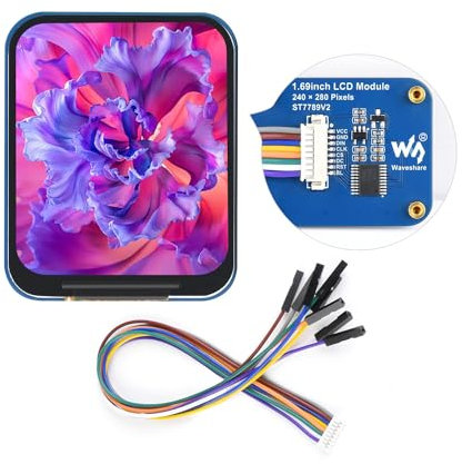 Waveshare 1.69inch LCD Display Module, Compatible with Raspberry Pi,240×280 Resolution, SPI Interface, IPS, 262K Colors
