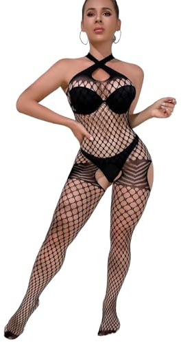 JRD&BS WINL Mujeres Bodystockings Lencería Erótica Para Mujer Ouvert Entrepierna Abierta Ropa de Dormir Hueco Medias