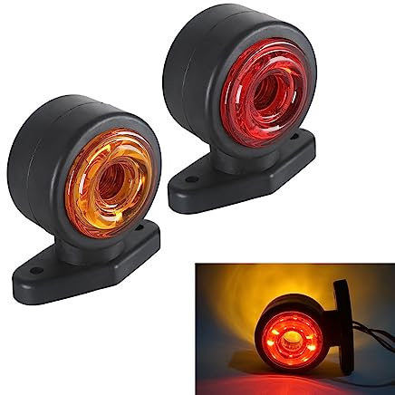 Krtopo 2X 16 LED Side Marker Lights 12/ 24V Trailer Side Lamp E8 Double-Sided Warning Red Yellow light for Truck RV Caravan