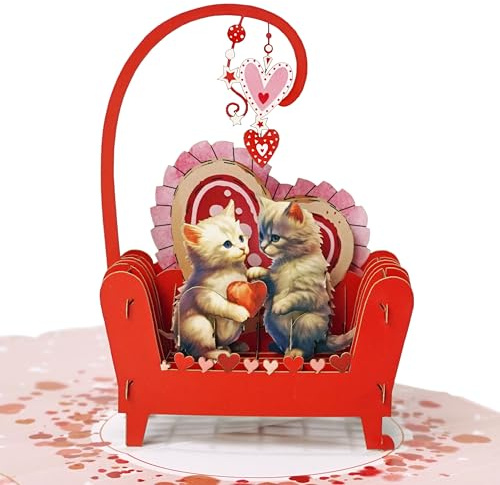CUTPOPUP Cat Couple - Carte pop-up de Saint-Valentin, carte d'anniversaire, carte d'amour pop-up 3D (couple de chats)