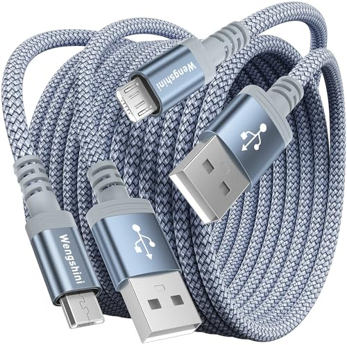 Wengshini Micro USB Cable 2M, 2Pack Long Android Charger Cable, Micro Charging Cable Nylon Braided Compatible With Samsung S7/ S6/ S5, ps4 controller charger cable, Kindle Fire, Sony, HTC