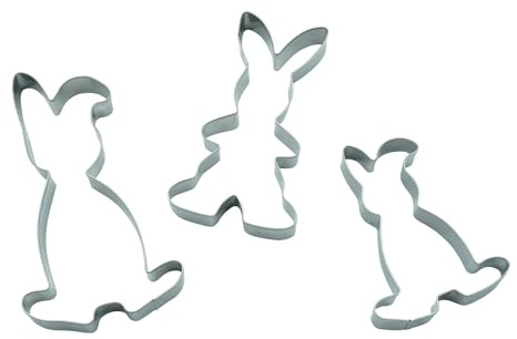 BekkiB 3er-Set Ausstechformen Hasen - Ausstecher für Ostern - Osterhasen-Ausstecher aus Edelstahl sind spülmaschinengeeignet - 7221