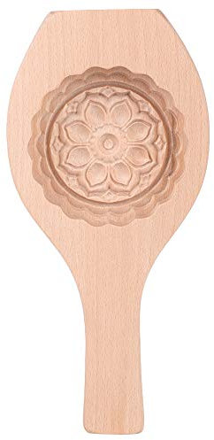 Wood Moon Cake Moulds,Chinese Mooncake Mould,Wooden Cookie Moulds for Baking,Floral Shaped Handmade Cookie Stamp for Home (No. 06)