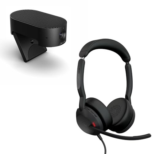 Jabra Evolve2 50 Wired Stereo Headset - MS Teams Certified PanaCast 20 4K AI-powered Video Conferencing Camera (bundle)