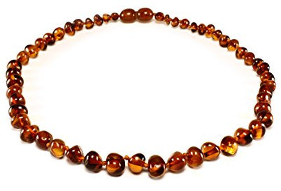 Premium Bernsteinkette mit Sicherheitsverschluss (32 CM, Cognac)