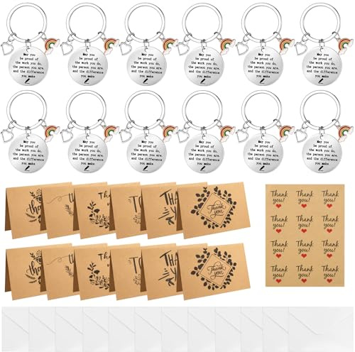 Zuimei 36 Pcs Thank You Rainbow Keyrings Multipack Appreciation Gifts