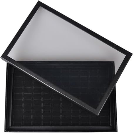 WAZUBC Caja Expositora de Anillos de Joyería, 100 Ranuras con Tapa Transparente Bandeja de Exhibición de Anillos Caja de Almacenamiento para Anillos y Aretes (negro)