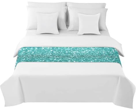 Morbuy Runner Letto Matrimoniale, Corridore Letto, Morbido Sciarpa e Federa da Letto, Stampa 3D Modern Scarf Runner Decorazione per Alberghi Hotel (Verde Scintillante,50x210cm)