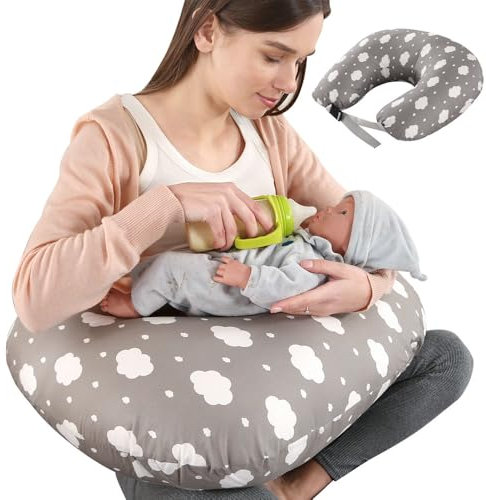 Labtec Nursing Pillow Multifunctional Breast Feeding Pillow for Baby with Adjustable Waist Strap, Baby Support Pillow, 100% Cotton Removable cover, Pregnancy Gift, Large Size