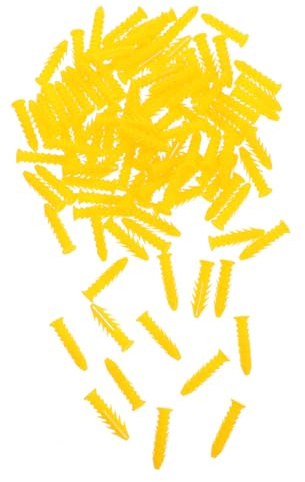 jojofuny Jeu de 100 Chevilles Murales en Plastique Jaune pour Plaques de Plâtre Design Expansible et Maintien Sécurisé, pour Bureaux et Espaces Commerciaux