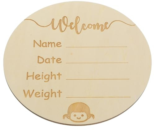 Rundes Geburtsanzeigenschild für Neugeborene, Namensschild | Bassholz Sperrholz, Niedliches Rundes Design, Dekoratives Wandbild, Passend für Hochzeiten und Einweihungen