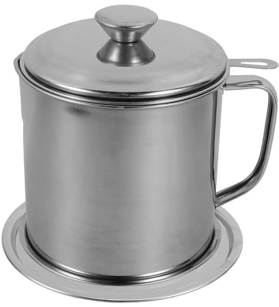 Zerodeko Colador de Aceite de Cocina de Acero Inoxidable 1.3l Filtro Extraíble y Recipiente para Almacenar y Separar Grasa Hogar