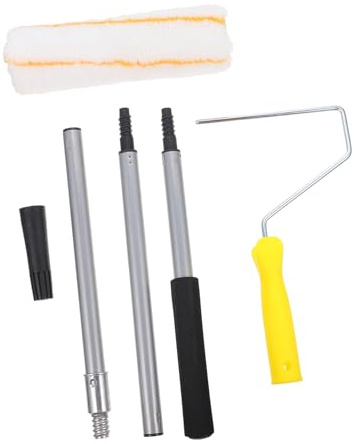 HOUDERCO Professional Paint Roller Extension Pole Set – Telescopic 3-Section Rod with 9-inch Detachable Roller Brush for Wall Painting and Home Decorating