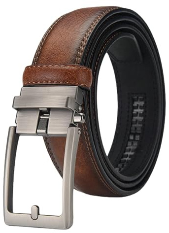 Gyios GüRtel Herren Herrener Echter Ledergürtel Mit Automatischer Schnalle - Casual Retro Business Style, Ideal Für Jeans, Shorts Und Tägliche Bürokleidung-braun-125 cm