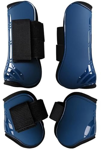 Merauno® Lot de 4 guêtres pour chevaux - Pour l'avant derrière coque rigide et fermeture Velcro - Pour homme et femme - En polyuréthane robuste et élastique - Classique M(VB) - Bleu marine