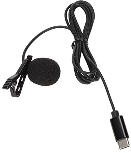 Keenso Registrazione del Karaoke, Microfono Colletto di Tipo C Lavalier per Lezioni Web Versatili, 1 Pacchetto