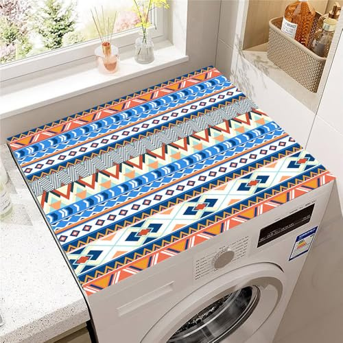 Highdi Style Rétro Coloré Housse de Protection pour Machine à Laver Top, Coussin de Machine à Laver Antidérapant Housse de Machine à Laver pour Machine à Laver Ou Sèche-Linge (Bleu,60x60cm)