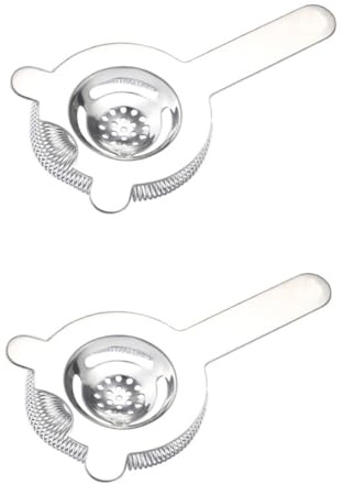VICASKY 2 Pezzi Filtro per Cocktail in Acciaio Resistente e Riutilizzabile Colino Bar Compatto per Separare Ghiaccio Filtro Liquori Alimentare per Uso