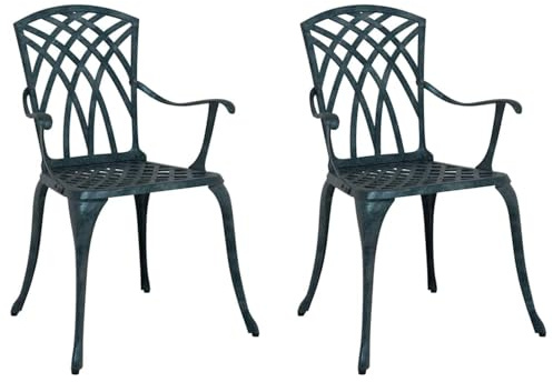Gecheer Gartenstühle 2er Set Grünes Gusseisen, Gartenstuhl Outdoor Loungesessel für Terrasse Garten Restaurant42002401