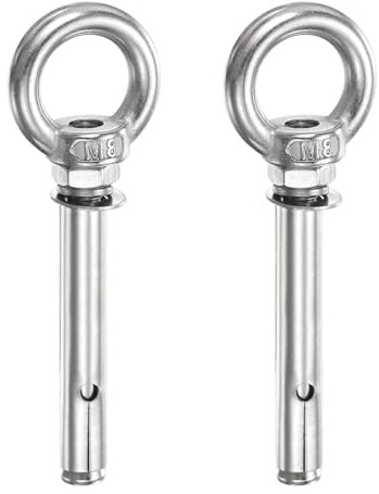 PATIKIL Perno De Ojo De Elevación De Expansión M8x55mm, 2 Pcs Anillo De Acero Inoxidable Pernos De Expansión Para Elevación Con Ojo Y Anillo Para Pared De Hormigón Y Mampostería
