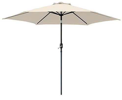QYYZTQY Outdoor Garden Parasol Sun Shade Round Crank Canopy Cream Patio Umbrella