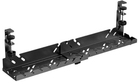 LeeQinersw Kabelmanagement-Ablage für unter den Schreibtisch, flexible und robuste Kabelrinne aus Metall mit Klemmbefestigung für den Tisch, Einziehbar