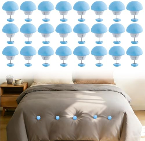 Attacca piumino antiscivolo 24 pezzi, pinza trapunta, lenzuolo in tessuto di cotone caldo, design anti-caduta, ideali per fissaggio rotondo per lenzuola, trapunte, copriletti e tende (blu)