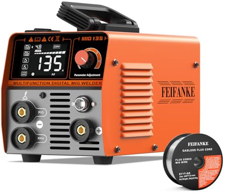 MIG135 Poste A Souder Fil Fourré Sans Gaz 135A 220V Synergie Des électrodes Poste à Souder 3 en 1 MIG/ARC/Lift TIG IGBT Inverter Poste A Souder+Fil Fourré Sans Gaz 1,0MM 1KG E71T-GS