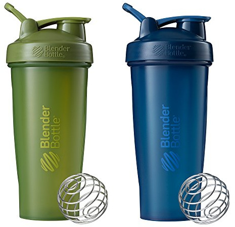 BlenderBottle Classic Shaker Bottle Perfect for Protein Shakes and Pre Workout, 28-Ounce (2 Pack), Moss and Navy