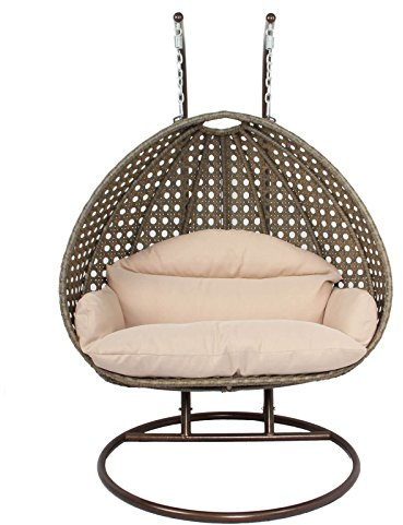 Luxury 2 Person Hanging Egg Chair by Island Gale|Outdoor Patio Furniture Hammock Swing Chair w/ Stand & Cushion - Max. 528LBS - 2 Stand for Extra Safety- Perfect for Any Outdoor Indoor Spaces