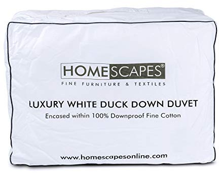 Homescapes Luftige Sommerdecke 230x220 cm, Daunendecke mit 136 GMS Füllung, leichte Bettdecke Sommer, extra weiche Enten-Daunen & Federn, Wärmeklasse 2, Oeko-TEX Standard 100