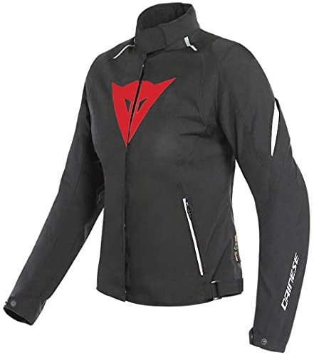 Dainese Laguna Seca 3 Lady D-Dry Jacket, Motorradjacke Wasserdicht Cordura, Damen, Schwarz/Lava Rot/Weiß, 48