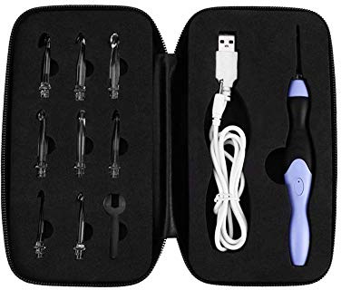 Light Up Crochet Hooks Set Nähset für wiederaufladbare Häkelnadeln mit Etui, 9 in 1, austauschbare Köpfe Leichte Häkelnadeln, 2,5 6,5 mm