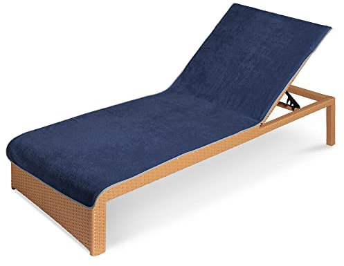 JEMIDI HOMELEVEL Housse Chaise Longue - Protection Chaise de Jardin 200 x 75 cm en Coton - Serviette Grande Taille pour Plage Piscine Bronzage