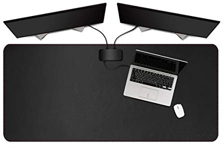 ZORESYN Schreibtischunterlage aus PU-Leder [Schwarz] - XXL Tischschoner (120x60cm) wasserdichte Schreibtischmatte mit Anti-Rutsch Unterseite - Büro Matte, Schreibunterlage, Mauspad für Homeoffice