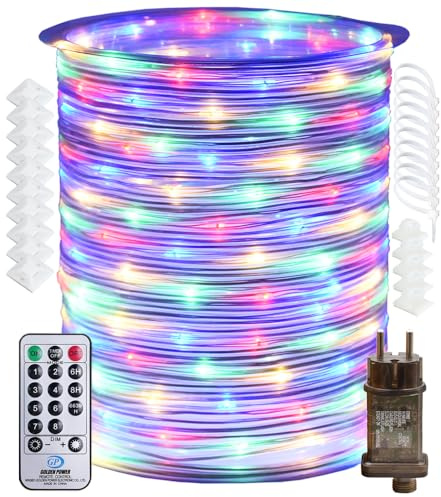 RcStarry 30M 300LED Lichtschlauch Lichterschlauch Strombetrieben Lichterkette außen mit Fernbedienung & Timer, 8 Modi IP67 Wasserdicht Bunt Dekolicht, für Außen Innen Weihnachten DIY Deko