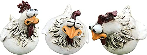 OKUGAIYA Decorazione da giardino a forma di gallina, per giardino, giardino, giardino, cortile, prato, pollo, gallina, uccelli, sedile laterale per interni (3 pezzi)