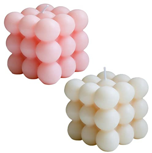 MDYNI 2 Stück Bubble Cube Duftkerze Sojawachs Cool geformte Kerzen Dekorative Kerze für Schlafzimmer Hochzeit Zimmer Dekor