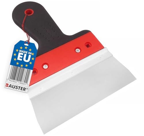 BAUSTER® Spatule de façade en acier inoxydable, taille 150-600 mm, spatule de surface avec poignée souple, outils nécessaires pour les travaux de rénovation (mastic de surface 150 mm)
