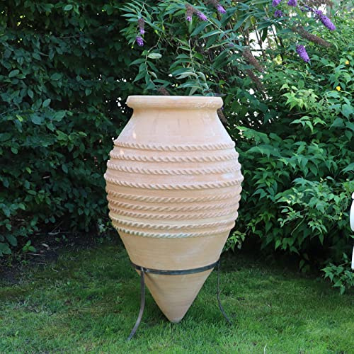 Palatina Werkstatt Exklusiv terrakotta amfora med stativ Vitex 110 cm – 100 % handgjord unik – Ge din trädgård och inomhus oemotståndlig charm