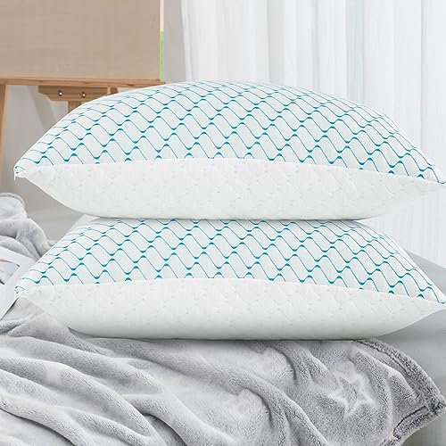 VAINOC Memory Foam Pillows King Size Set of 2,Adjustable Cooling Firm Pillow for Side Back Stomach Sleepers with Washable Removable Cover