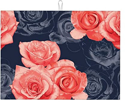 Abtropfmatte mit Aquarell-Monstera-Muster, Mikrofaser, Küchenabtropfgestell, 45,7 x 61 cm, faltbare Geschirrmatte für die Küche