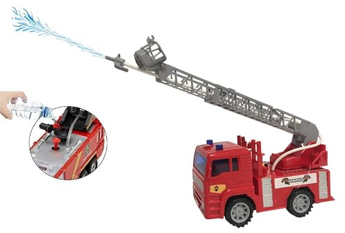 Fire Truck Toy Lights Sounds Water Spray Fire Truck for Children with Friction Movement with Water Pump Flashing Lights & Sirens Vehicle Emergency Toy for Children