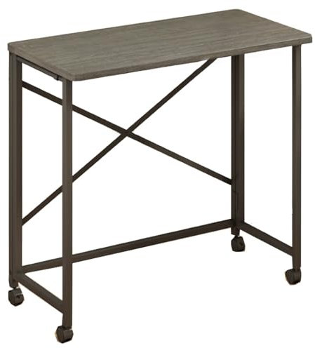 GIZNXBA Computertisch Mit Rollen, 80x40cm Klappschreibtisch Kleiner Arbeitstisch Holzschreibtisch, Industriedesign Bürotisch, Rollbarer Laptoptisch Mit Stahlgestell Für Home Office (Color : /Black)