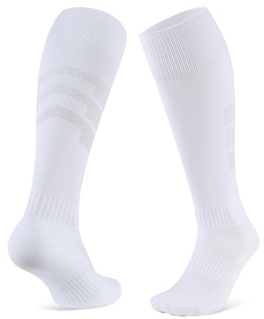CLOSEMATE 2 Pairs Football Knee High Sport Socks for Men Women Wicking Breathable Cushioned Anti Blister Athletic Socks for Soccer Hockey Baseball