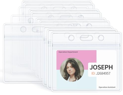 Uniclife Ausweishalter, horizontal, transparent, Kunststoff, mit wiederverschließbarem Reißverschluss, weich, wasserdicht, Kartenschutztasche für Büro, Schule, Kreditkarten, Näherungsschlüsse 50 Stück
