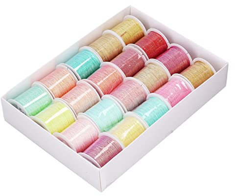 WOOXGEHM 20 Stück 9 Strängiges Stickgarn, Keine Verfärbung, Kein Schrumpfen, Leuchtende Farben, Polyester Nähgarn für Handstricken, Quilten, Maschinennähen